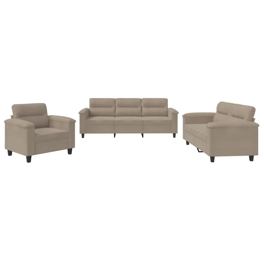 Ensemble de canapés 3 pcs avec coussins taupe tissu microfibre - 2