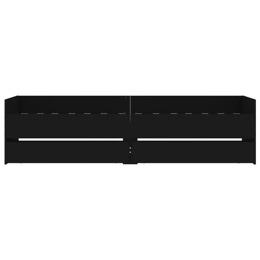 Cadre de lit avec tiroirs sans matelas noir 100x200 cm - 6