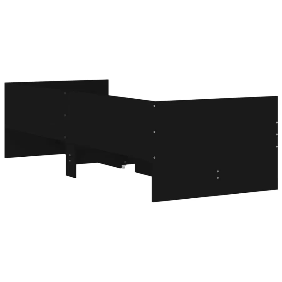 Cadre de lit avec tiroirs sans matelas noir 100x200 cm - 8