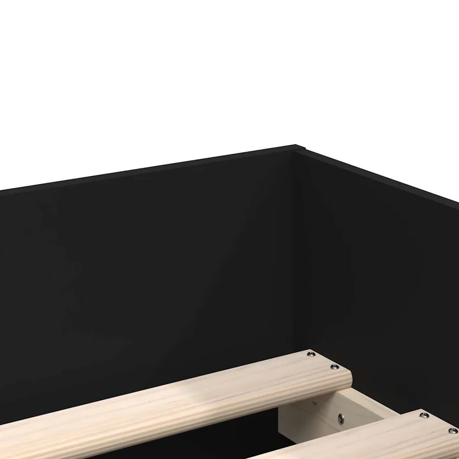 Cadre de lit avec tiroirs sans matelas noir 100x200 cm - 9