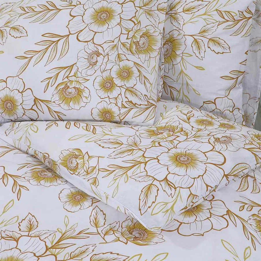 Ensemble de housse de couette blanc et marron 135x200 cm Coton - 5