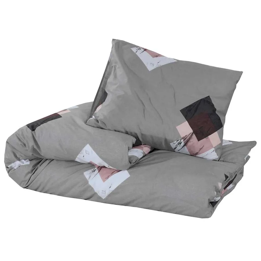 Ensemble de housse de couette Gris 225x220 cm Coton - 3