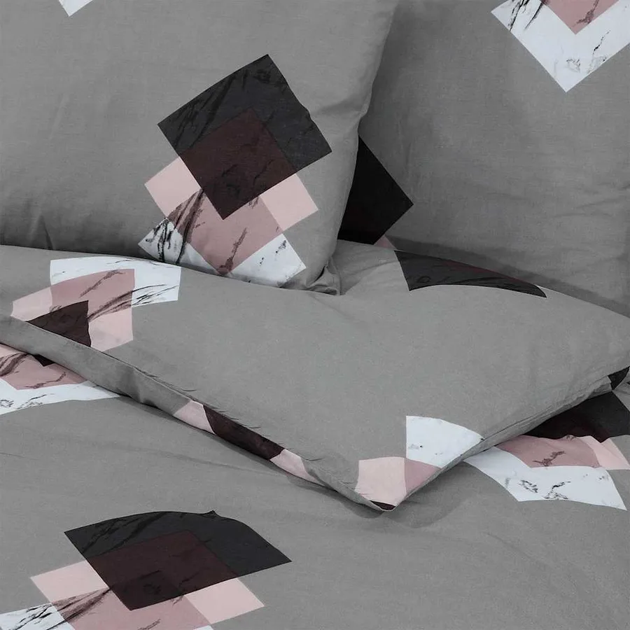 Ensemble de housse de couette Gris 225x220 cm Coton - 5