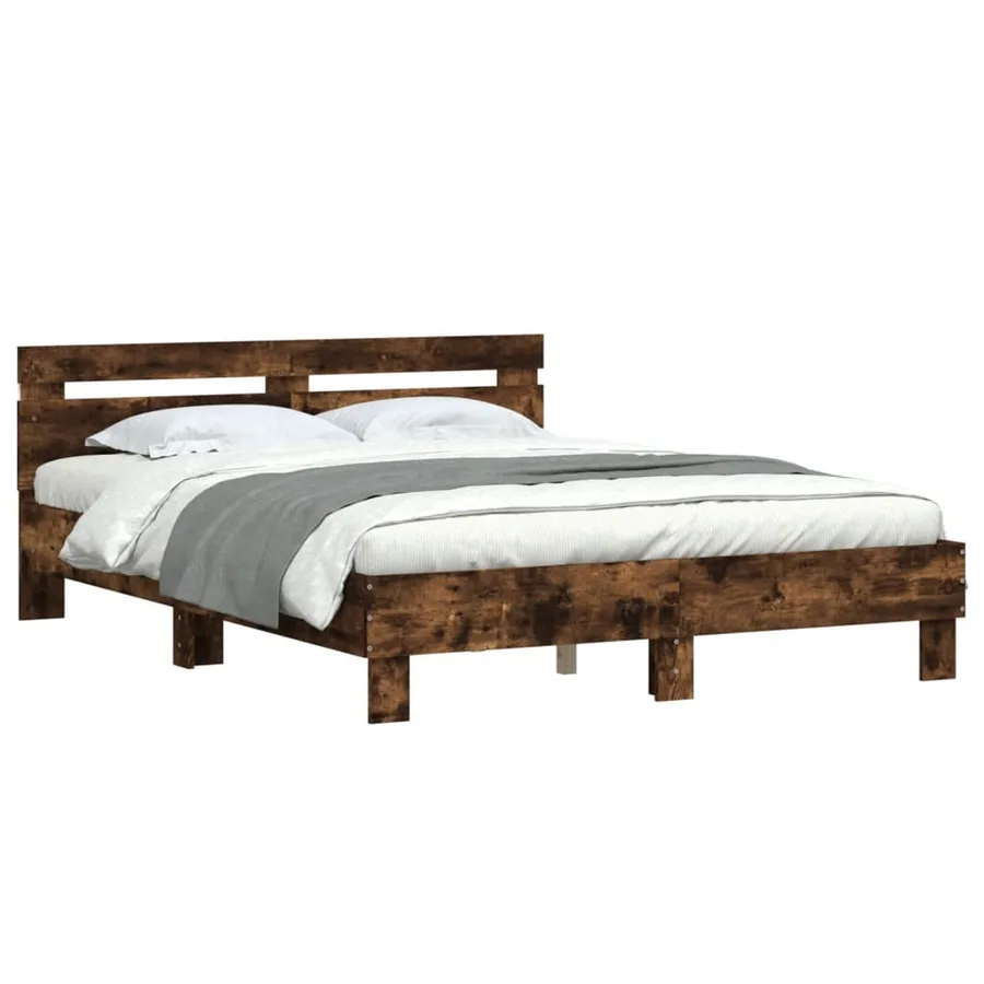 Cadre de lit avec LED sans matelas chêne fumé 150x200 cm - 3