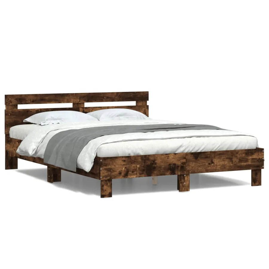 Cadre de lit avec LED sans matelas chêne fumé 150x200 cm - 5