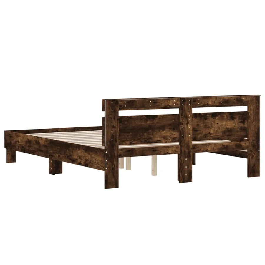 Cadre de lit avec LED sans matelas chêne fumé 150x200 cm - 9