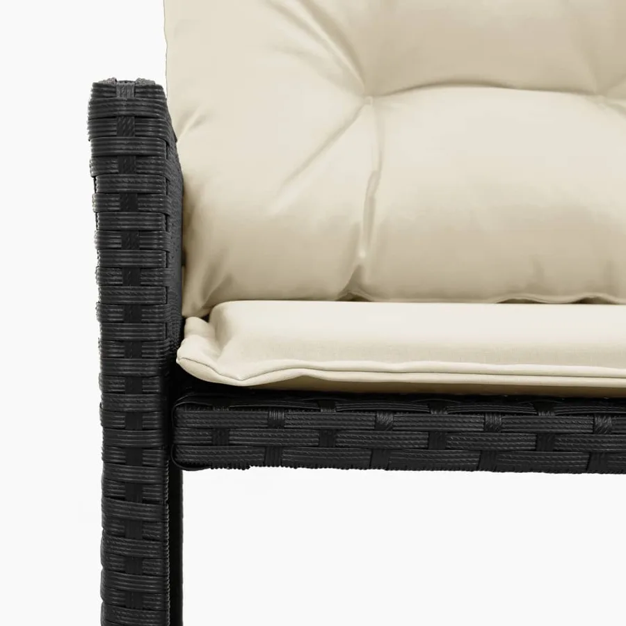 Canapé de jardin avec table et coussins en forme de L noir - 8