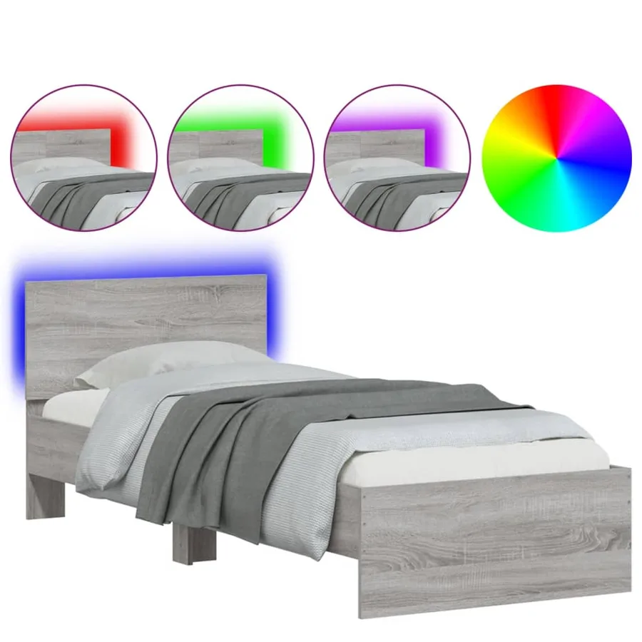 Cadre de lit sans matelas avec lumières LED 90x200 cm - 2