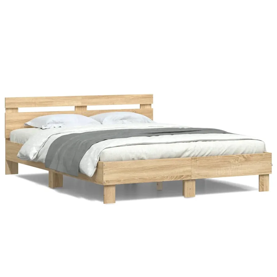 Cadre de lit avec LED sans matelas chêne sonoma 140x200 cm - 5