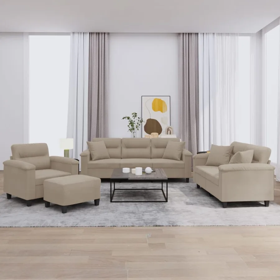 Ensemble de canapés 4 pcs avec coussins Taupe Tissu microfibre