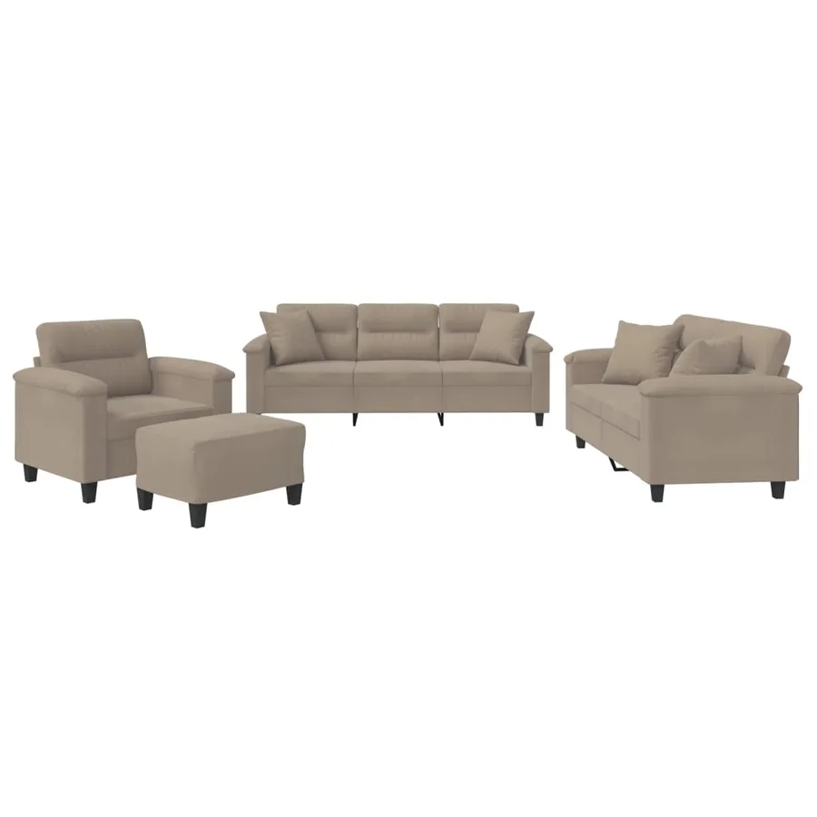 Ensemble de canapés 4 pcs avec coussins Taupe Tissu microfibre - 2