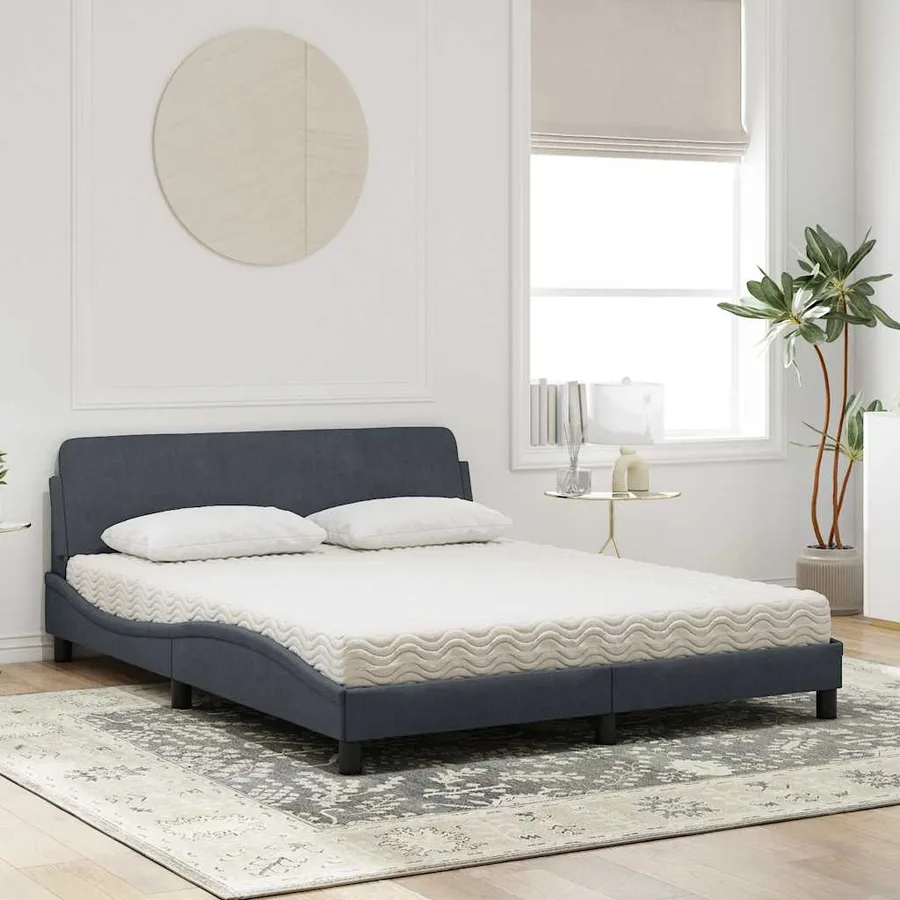 Lit avec matelas Dover gris foncé 160x200 cm velours - 3