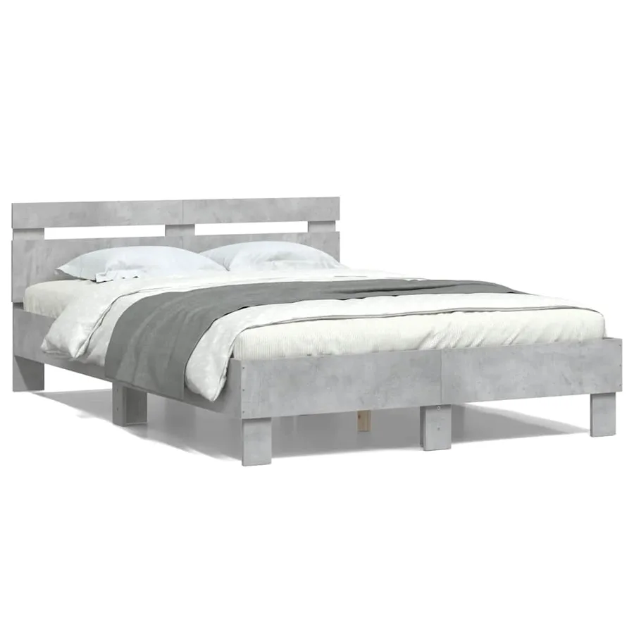 Cadre de lit sans matelas gris béton 135x190 cm - 2