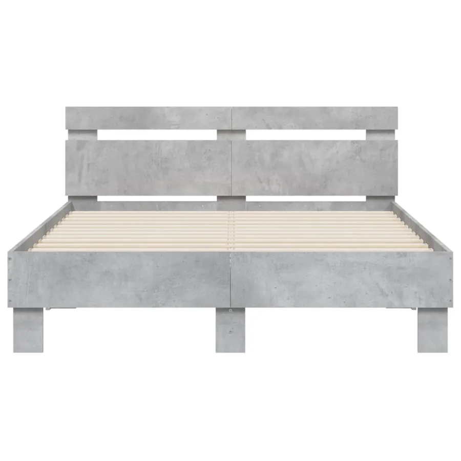 Cadre de lit sans matelas gris béton 135x190 cm - 5