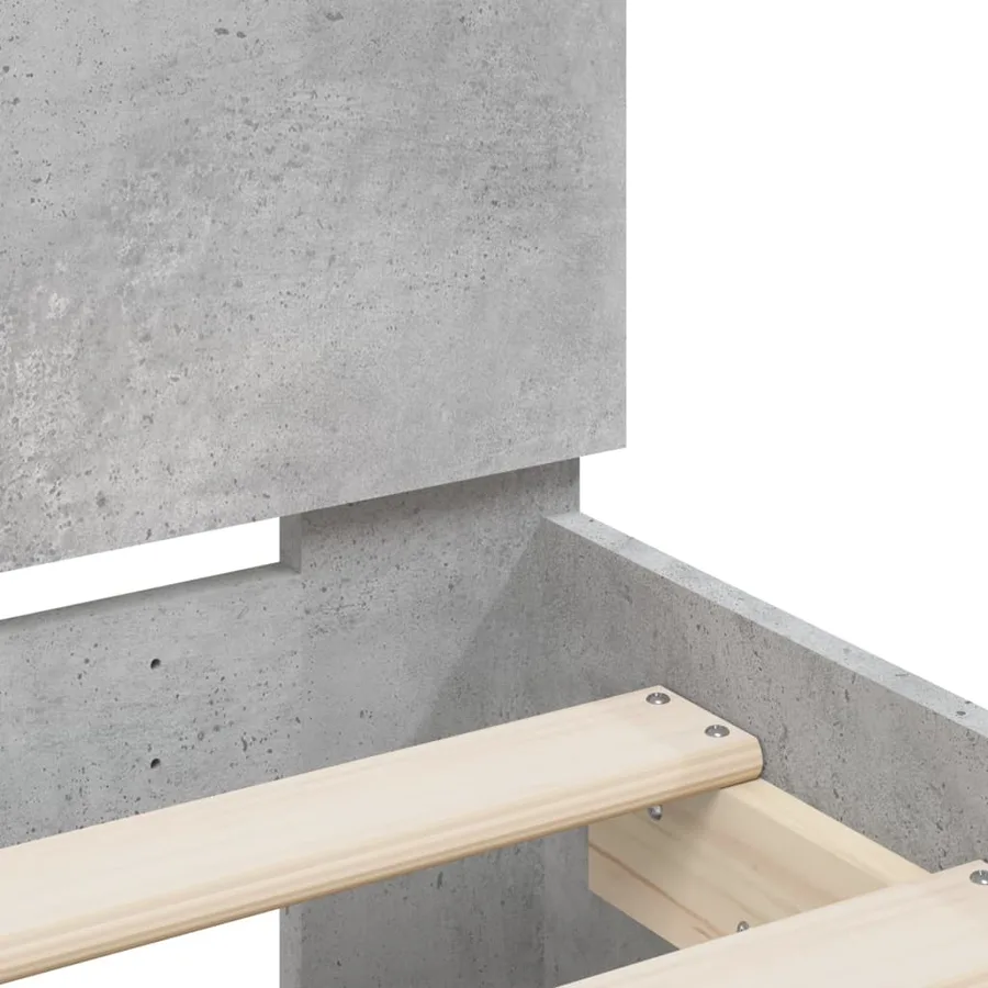 Cadre de lit sans matelas gris béton 135x190 cm - 8