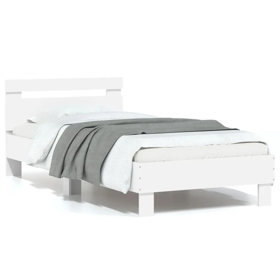 Cadre de lit sans matelas avec tête de lit blanc 75x190 cm - 2
