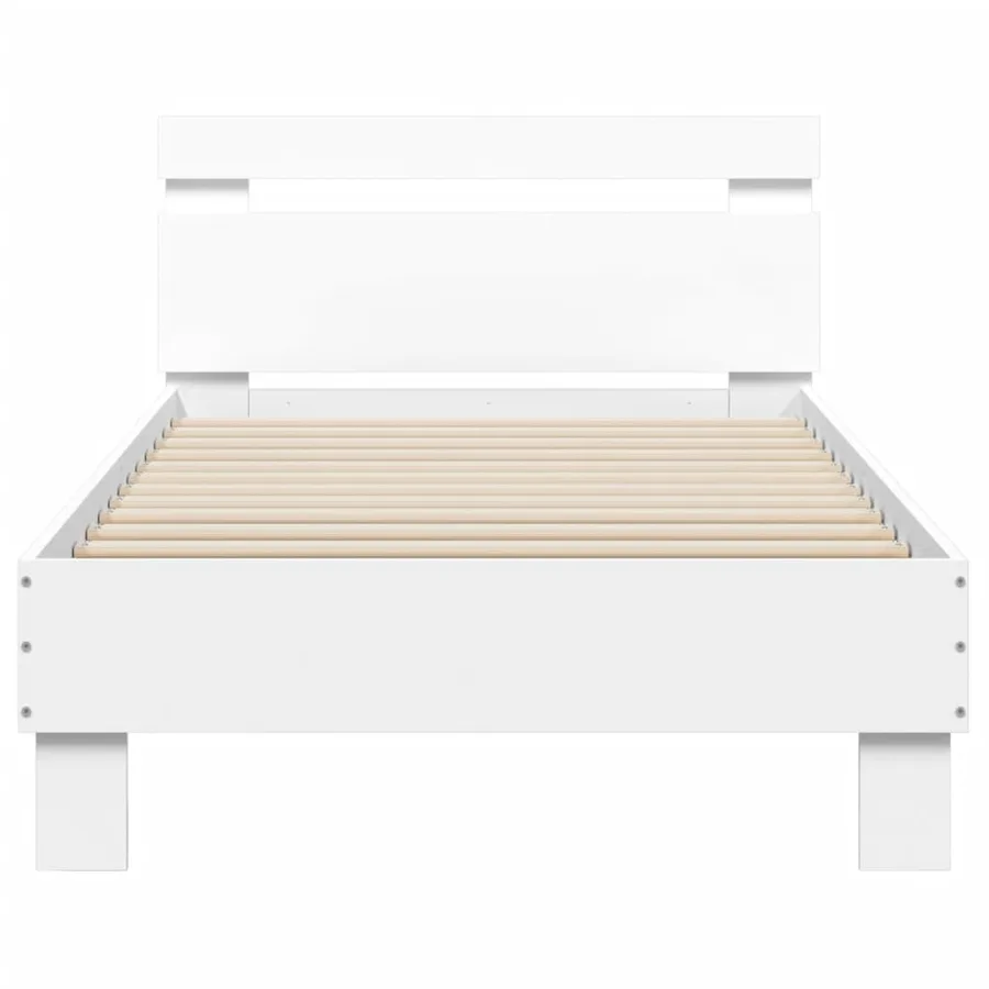 Cadre de lit sans matelas avec tête de lit blanc 75x190 cm - 5