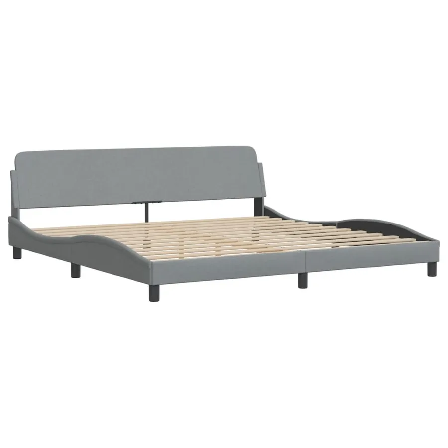 Lit avec matelas Dover gris clair 200x200 cm tissu - 4