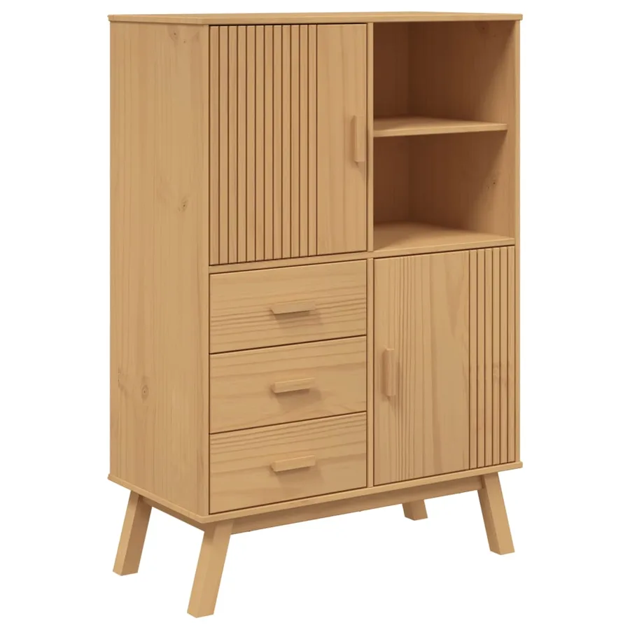 Buffet haut OLDEN marron 85x43x125 cm bois massif de pin - 2