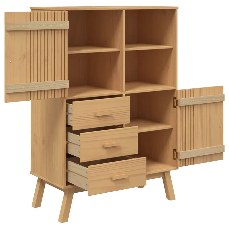 Buffet haut OLDEN marron 85x43x125 cm bois massif de pin - 6