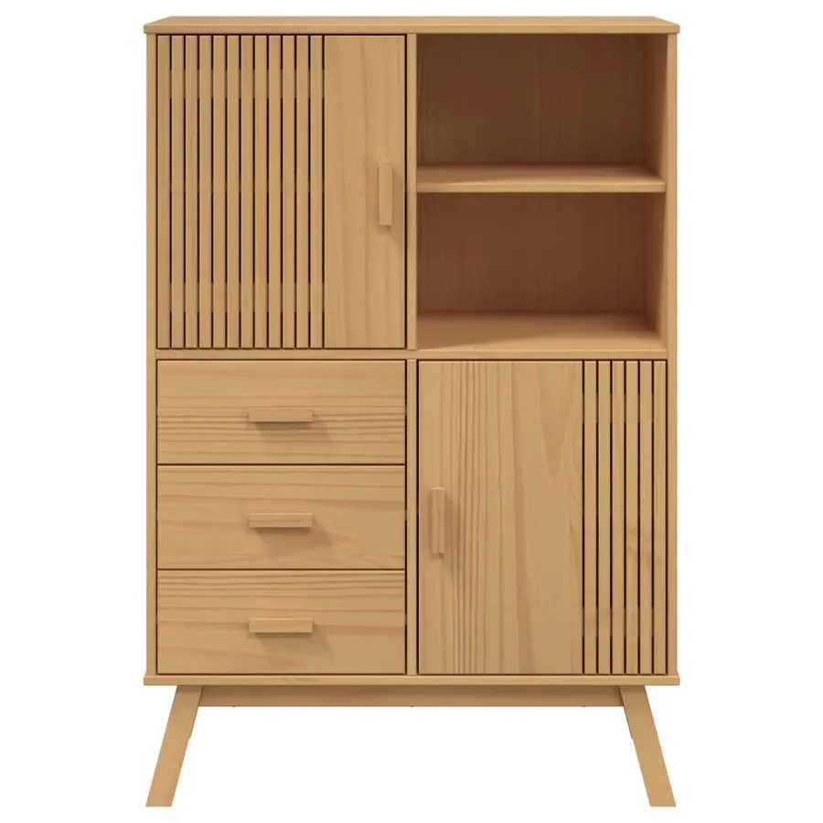 Buffet haut OLDEN marron 85x43x125 cm bois massif de pin - 7