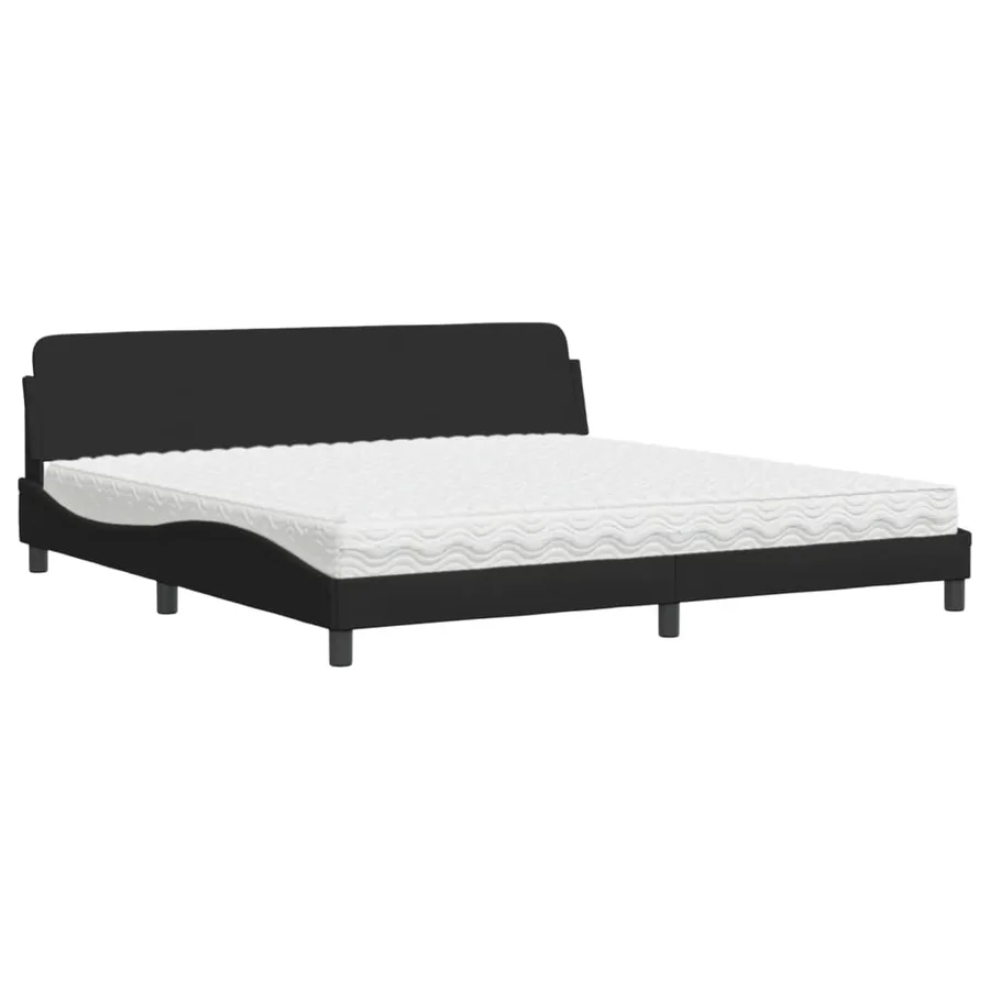 Lit avec matelas Dover noir 200x200 cm tissu - 2
