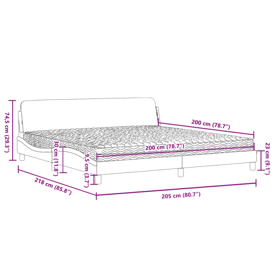 Lit avec matelas Dover bleu 200x200 cm tissu - 9
