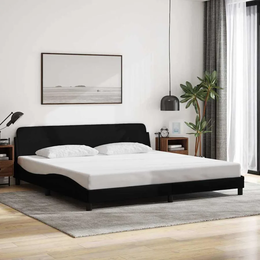 Cadre de lit Dover noir 200x200 cm tissu
