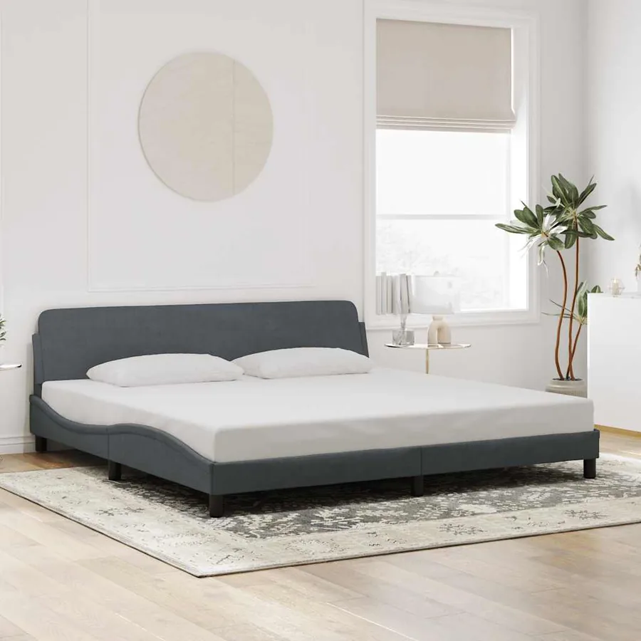Cadre de lit Dover gris foncé 200x200 cm velours