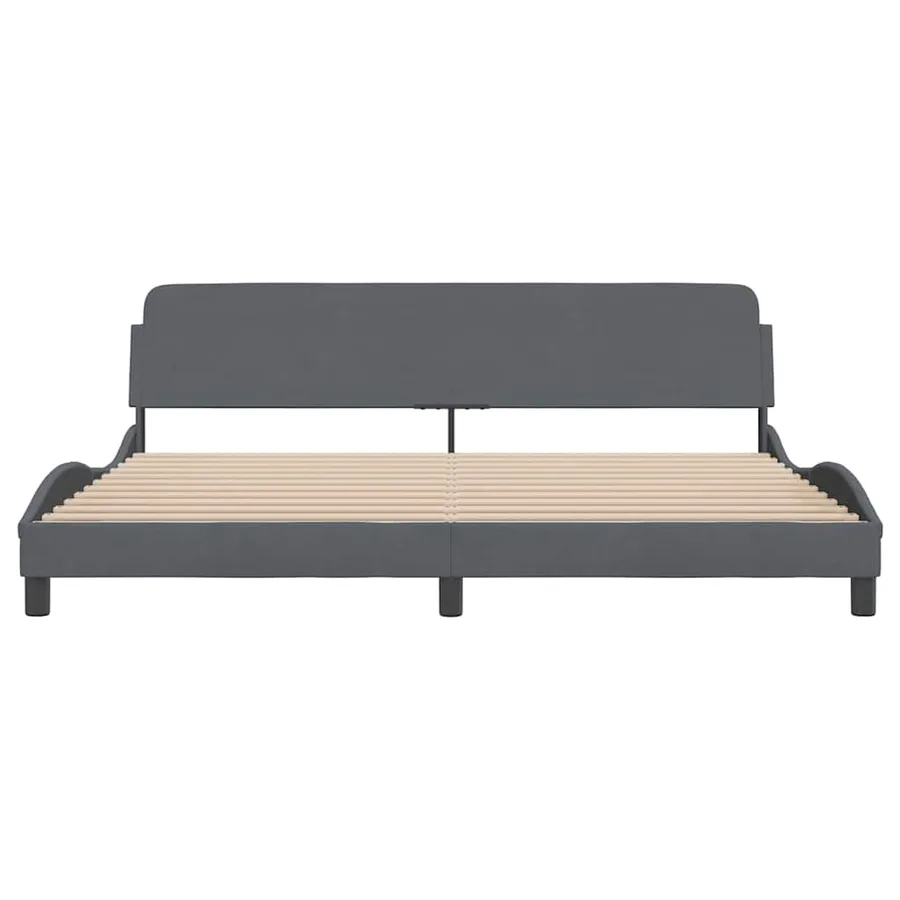 Cadre de lit Dover gris foncé 200x200 cm velours - 4