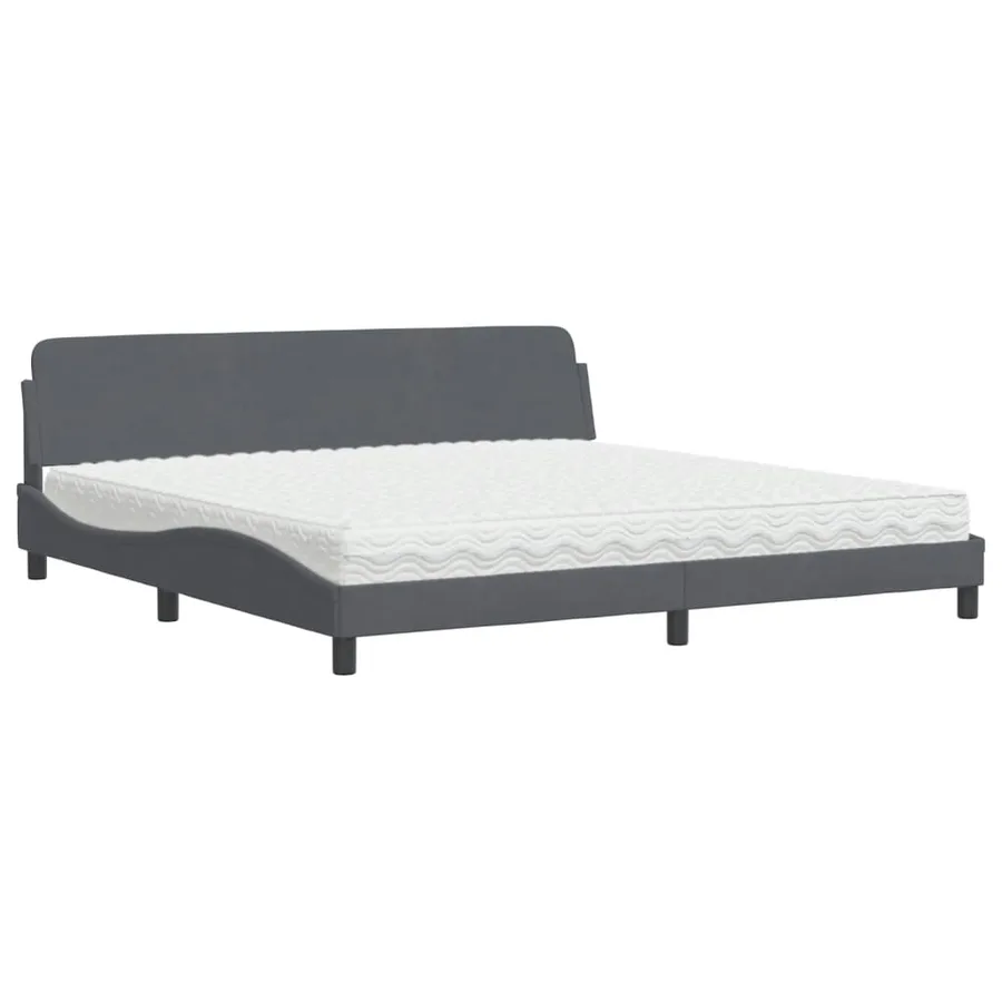 Lit avec matelas Dover gris foncé 200x200 cm velours - 2