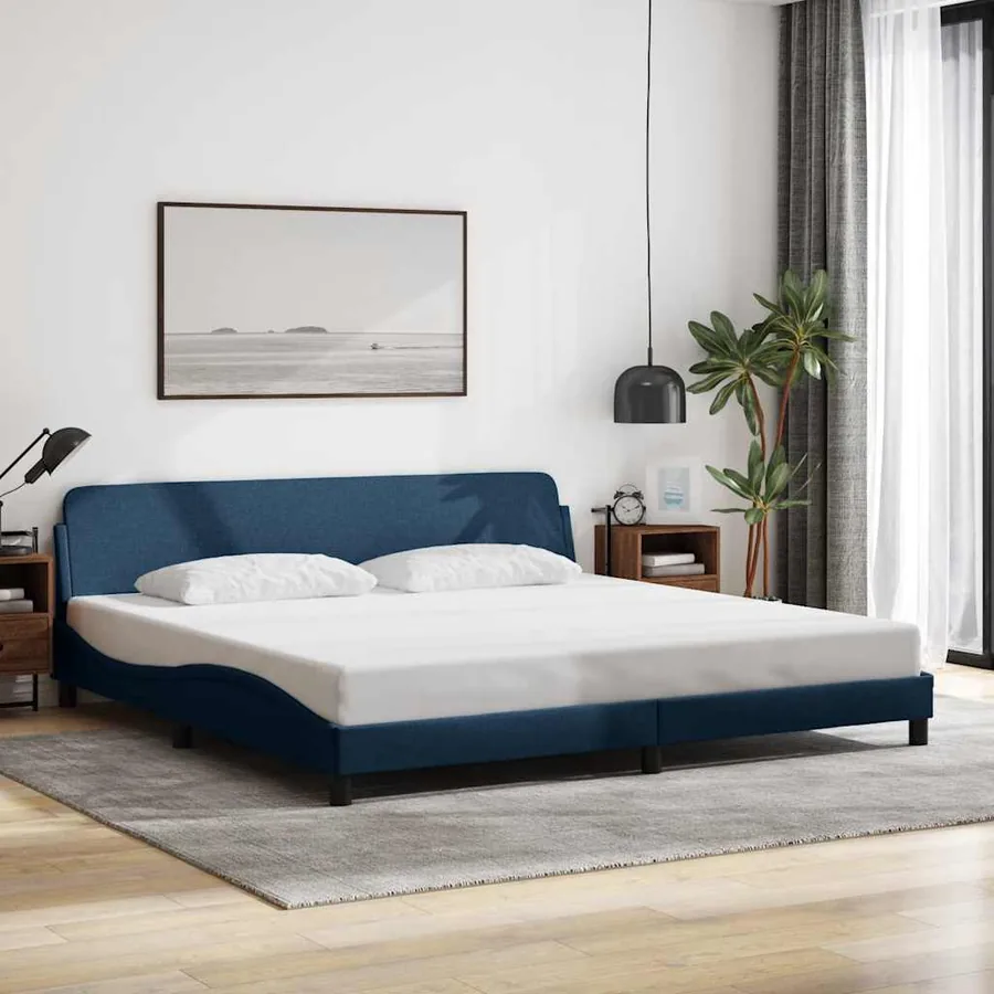 Cadre de lit Dover bleu 200x200 cm tissu