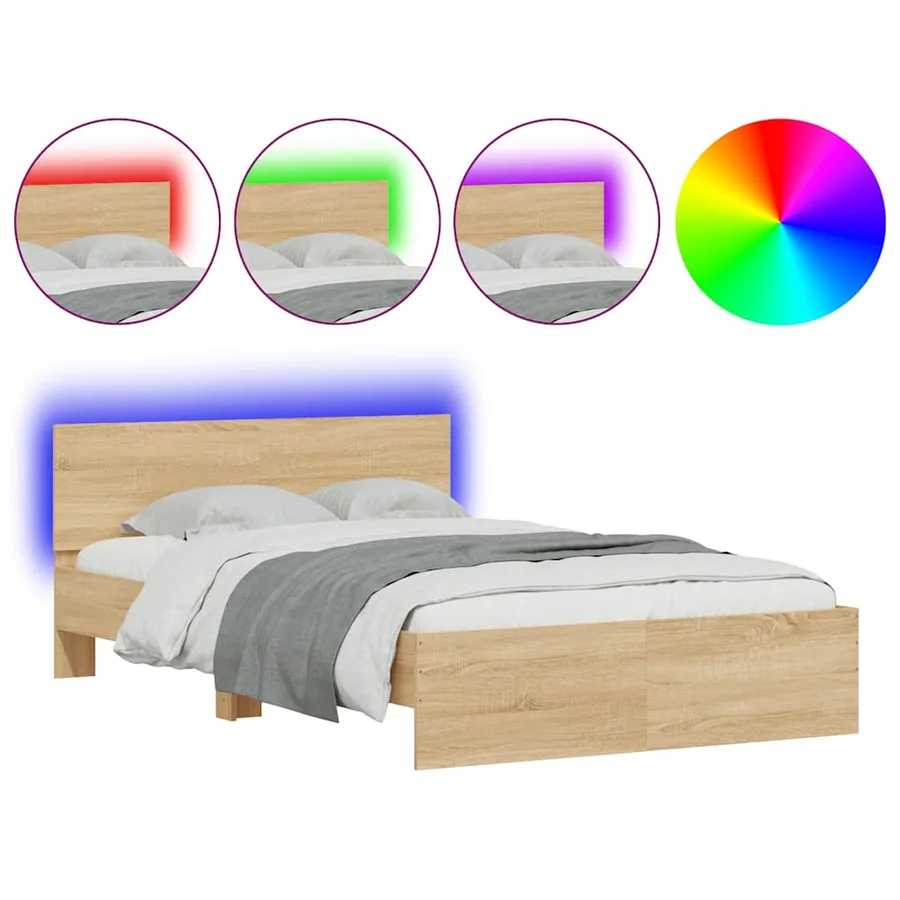 Cadre de lit avec LED sans matelas chêne sonoma 135x190 cm - 2