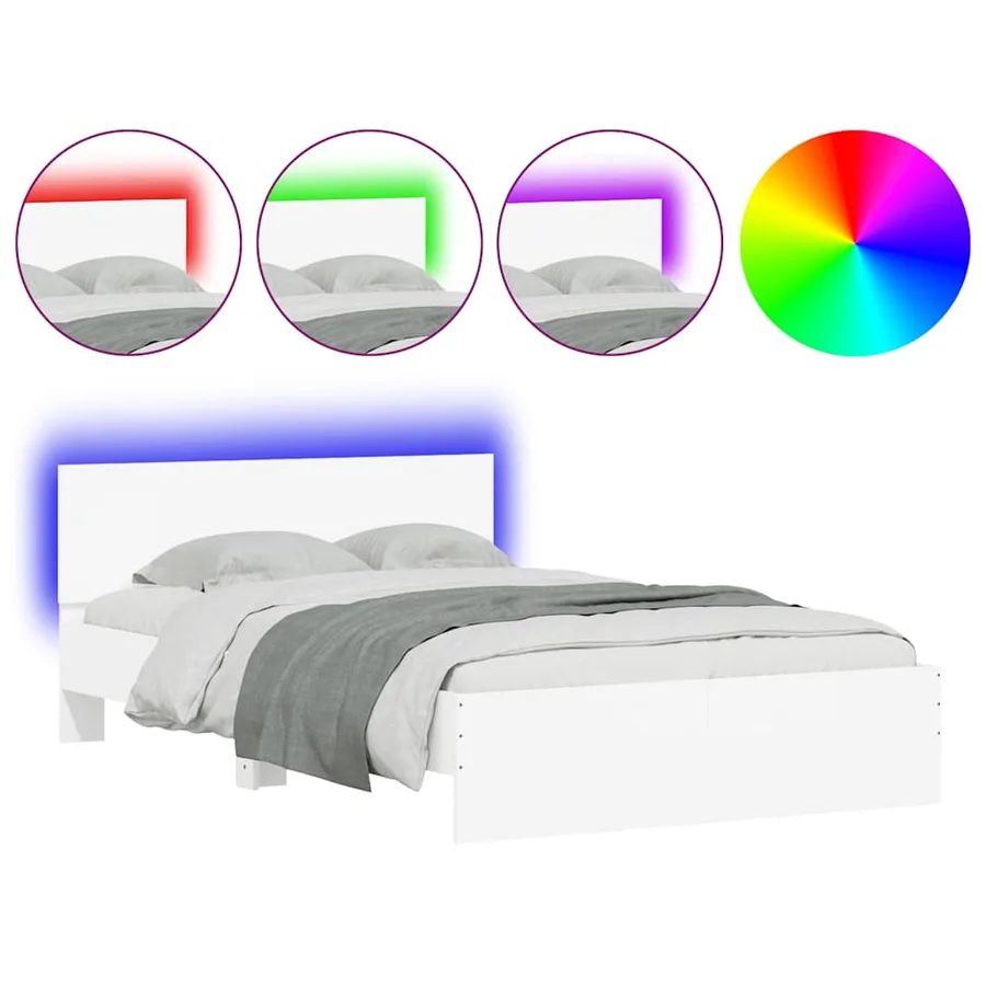 Cadre de lit avec LED sans matelas blanc 135x190 cm - 2