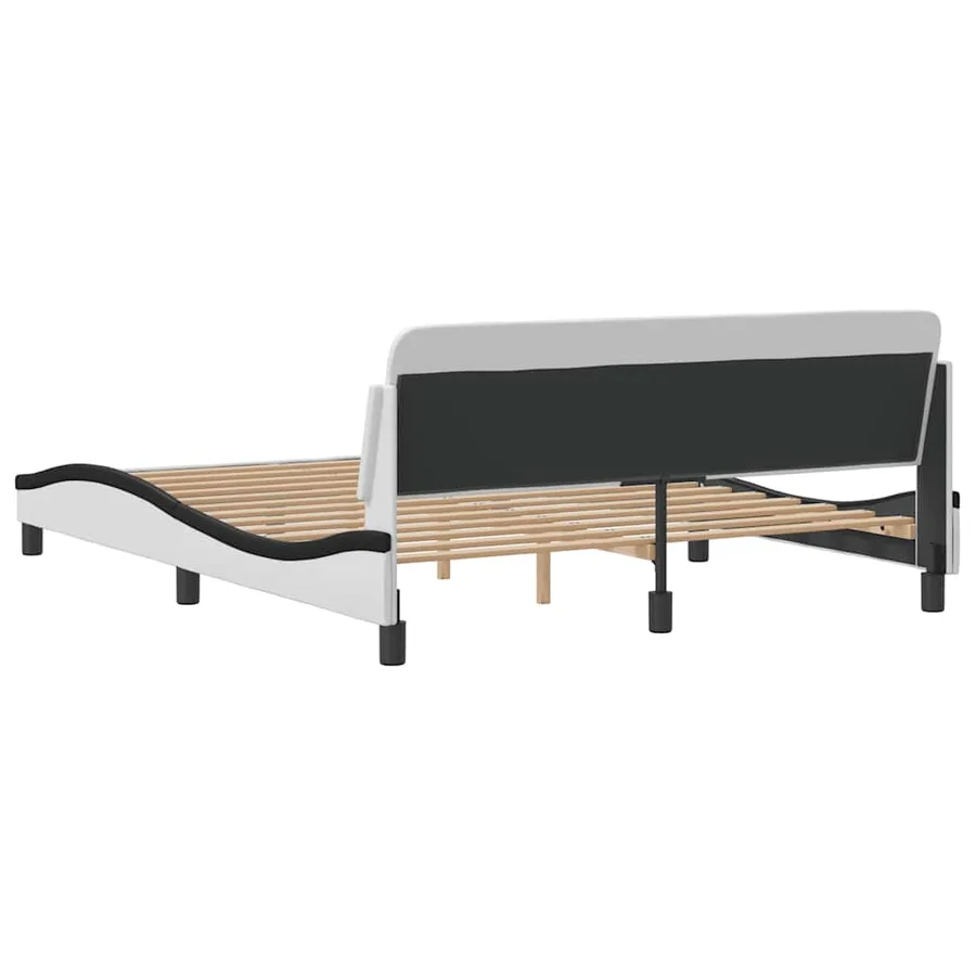 Cadre de lit Dover blanc et noir 160x200 cm similicuir - 6