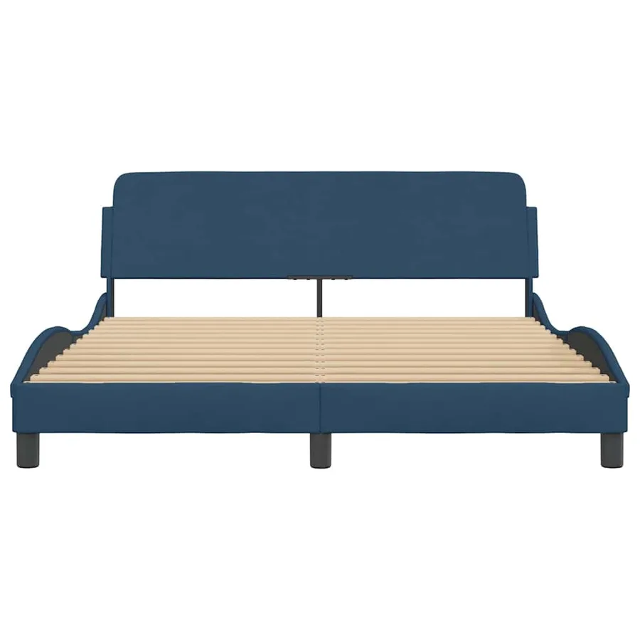 Cadre de lit avec tête de lit Dover bleu 160x200cm tissu - 4