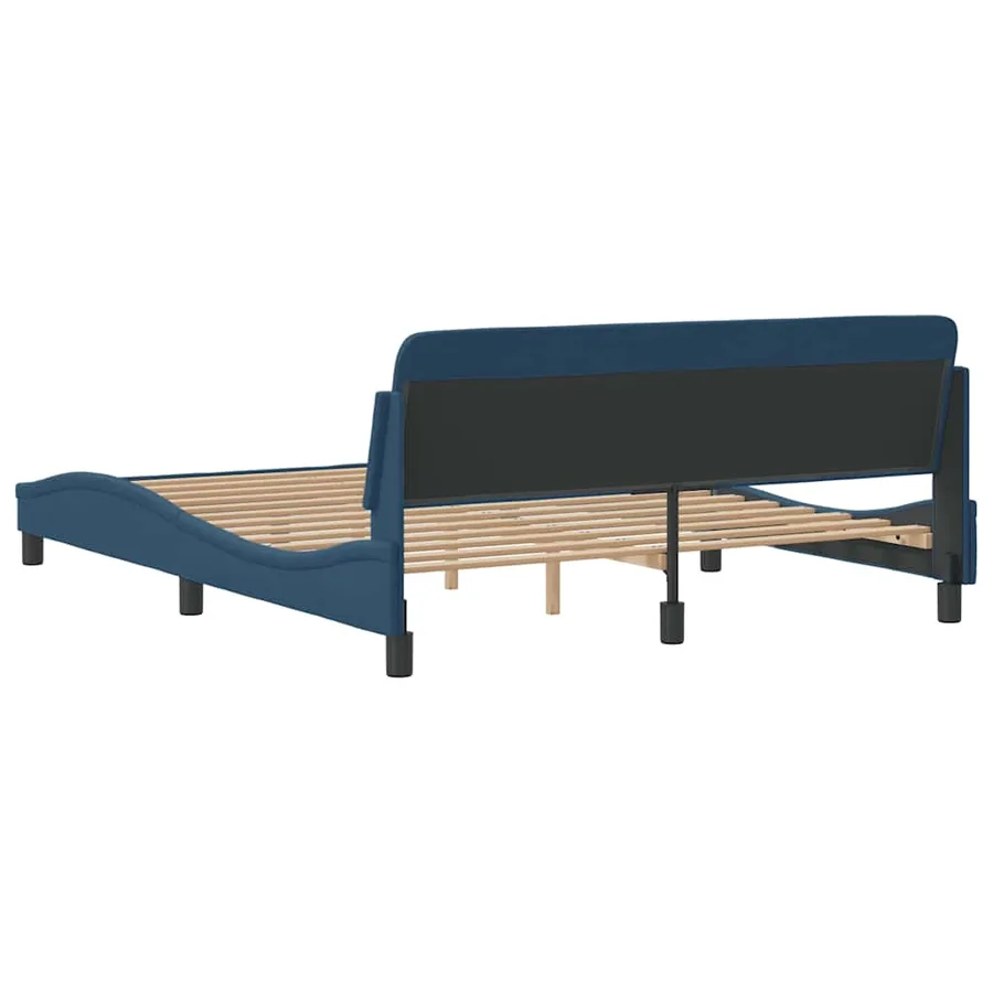 Cadre de lit avec tête de lit Dover bleu 160x200cm tissu - 6