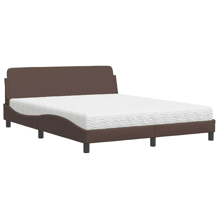 Lit avec matelas Dover marron 160x200 cm similicuir - 2