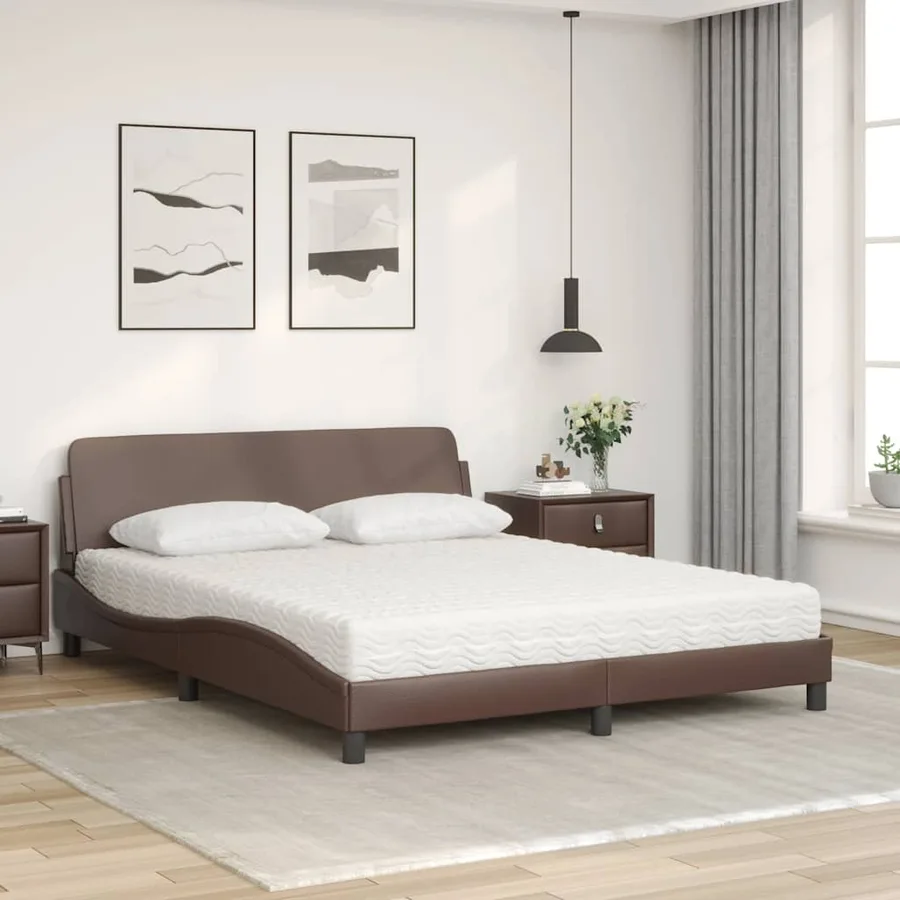 Lit avec matelas Dover marron 160x200 cm similicuir - 3