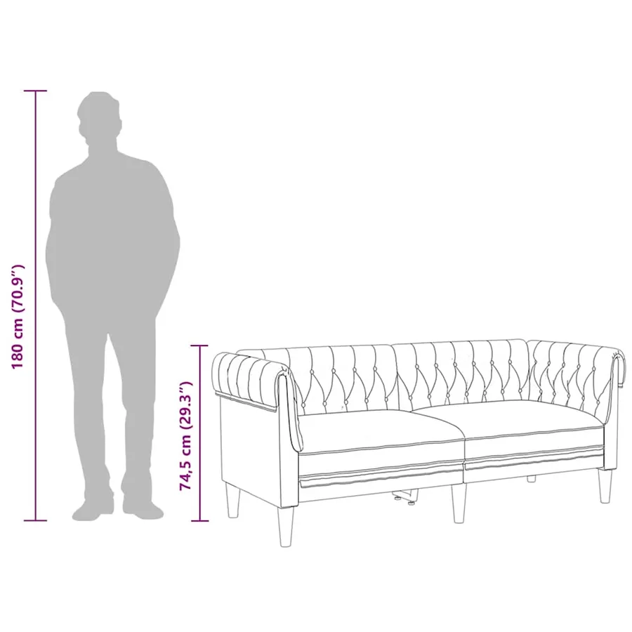 Canapé Chesterfield 2 places bleu tissu - 10
