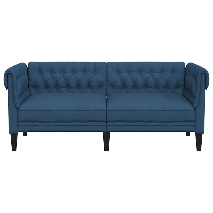Canapé Chesterfield 2 places bleu tissu - 4