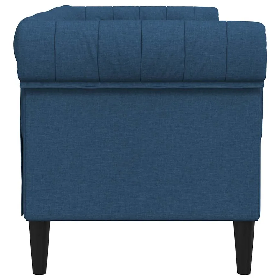Canapé Chesterfield 2 places bleu tissu - 5