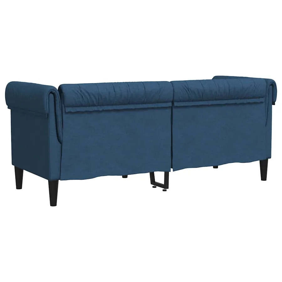 Canapé Chesterfield 2 places bleu tissu - 6