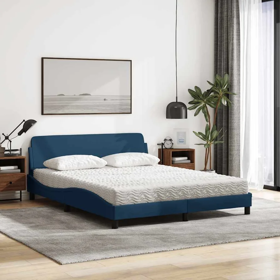 Lit avec matelas Dover bleu 160x200 cm tissu - 3