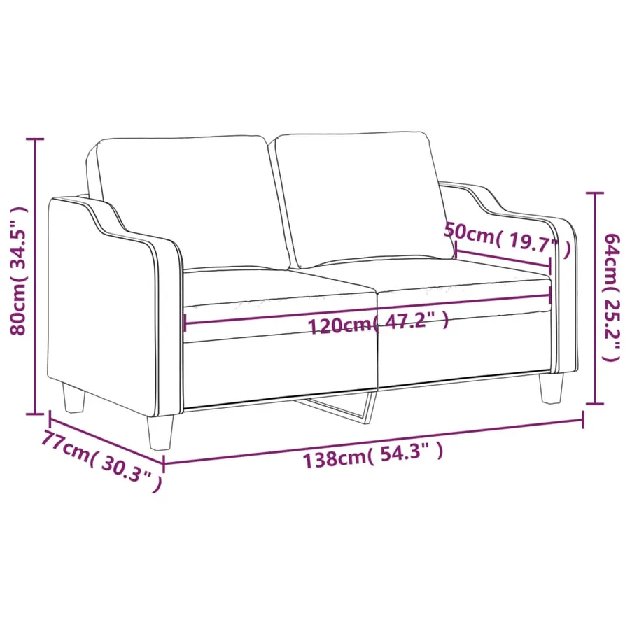 Canapé à 2 places Marron 120 cm Tissu - 8