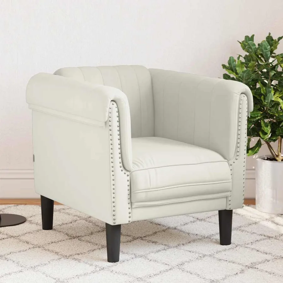 Fauteuil crème velours