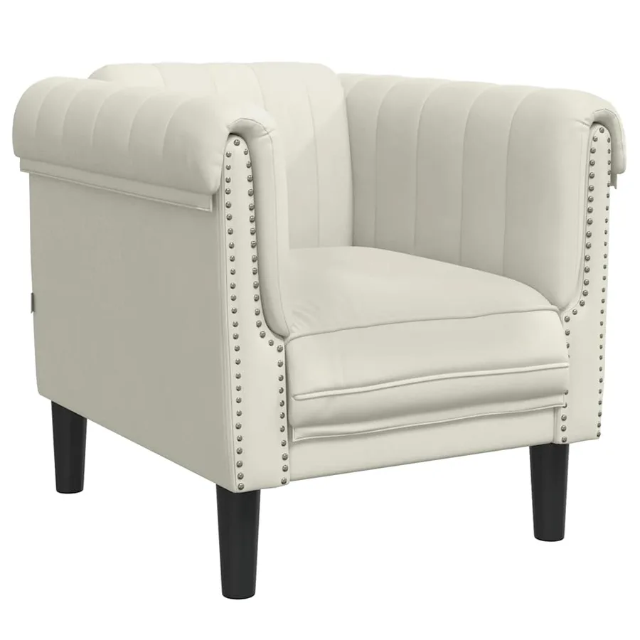 Fauteuil crème velours - 2