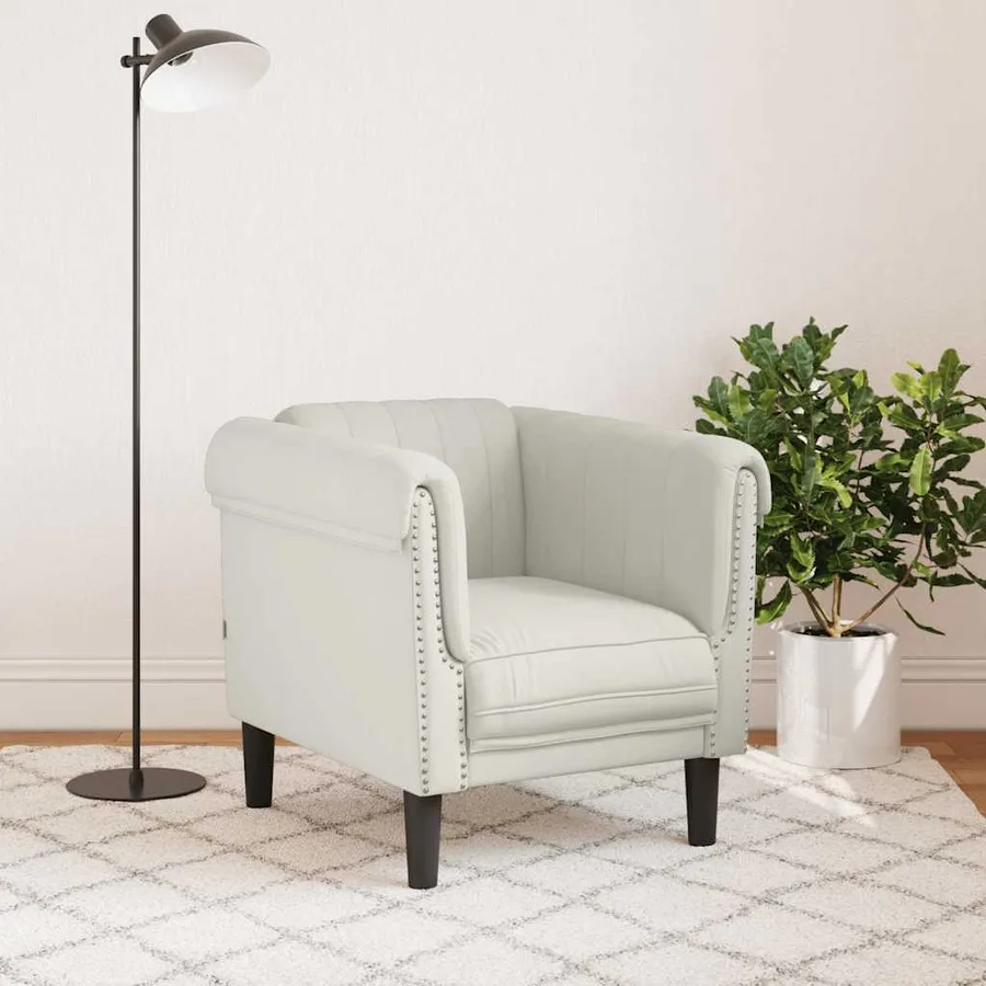 Fauteuil crème velours - 3