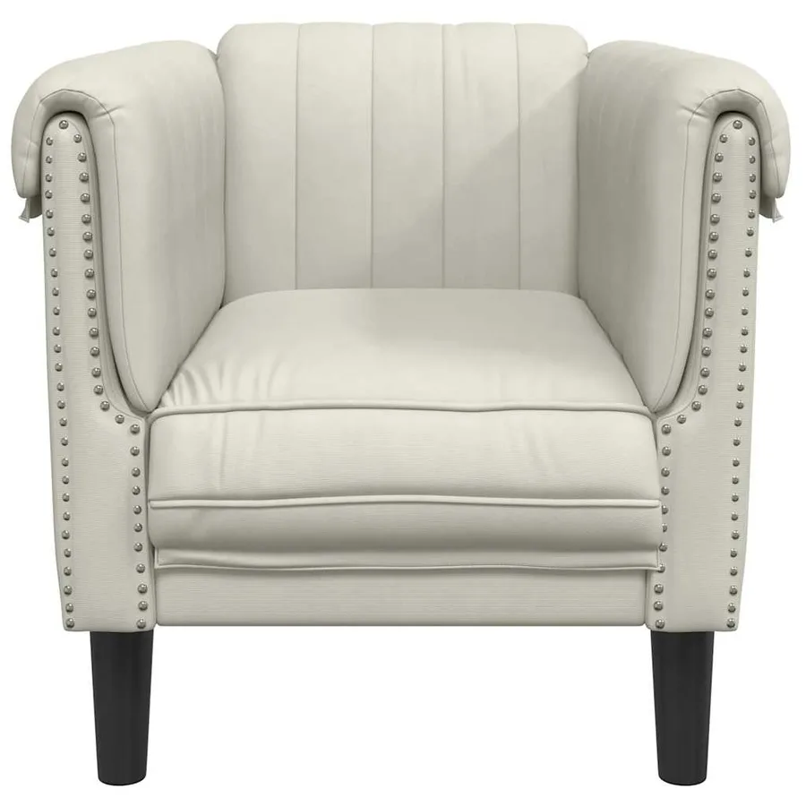 Fauteuil crème velours - 4