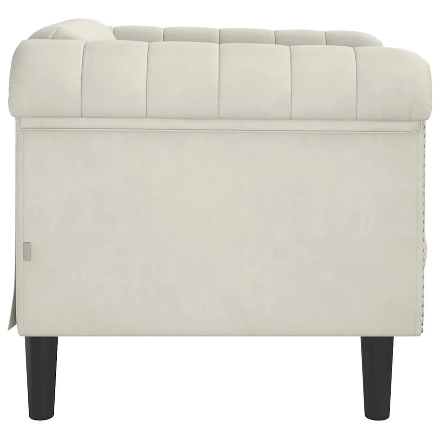 Fauteuil crème velours - 5